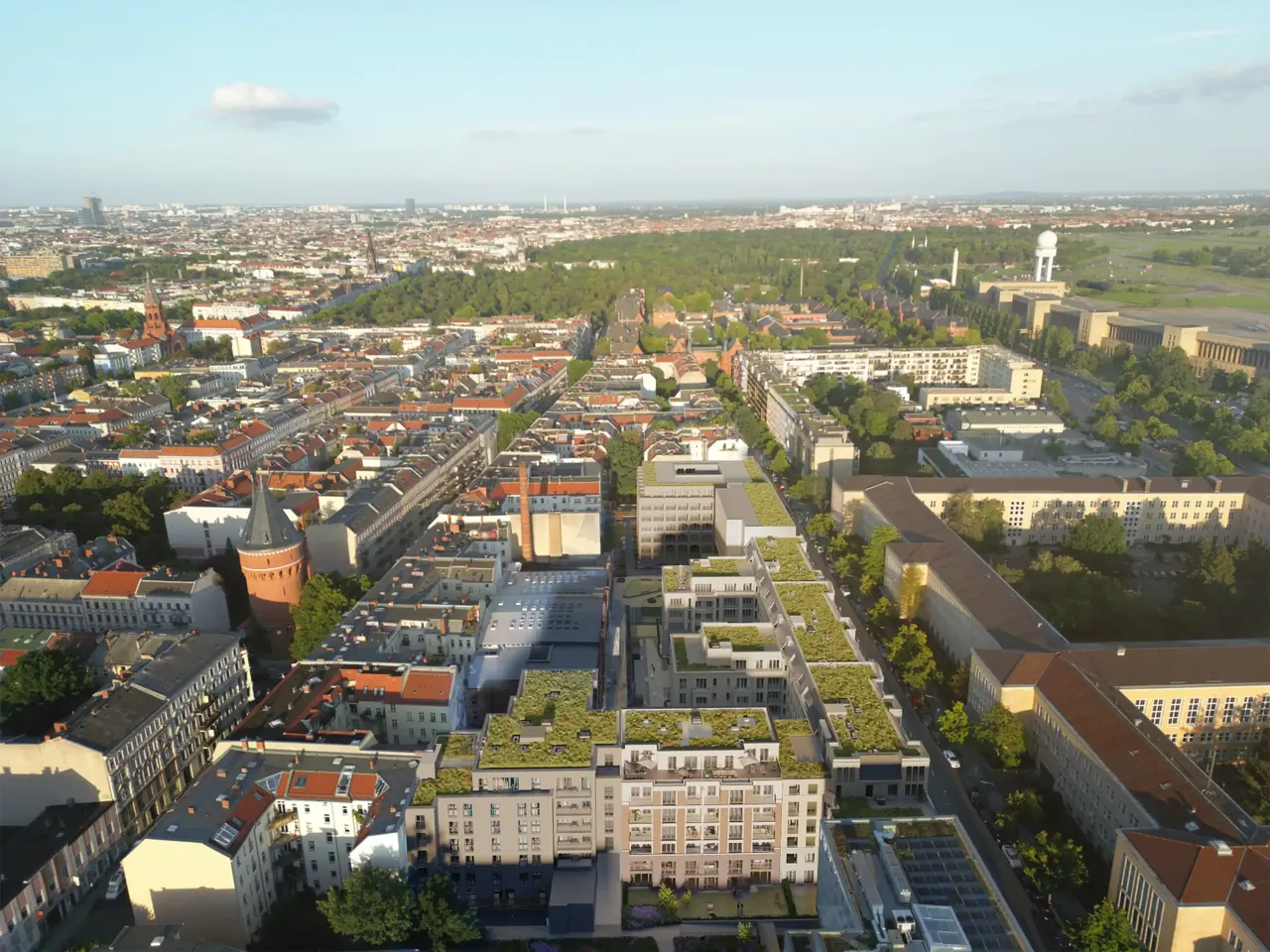 Historische Luftaufnahme des Bockbrauerei-Areals an der Schwiebusser Straße in Berlin-Kreuzberg